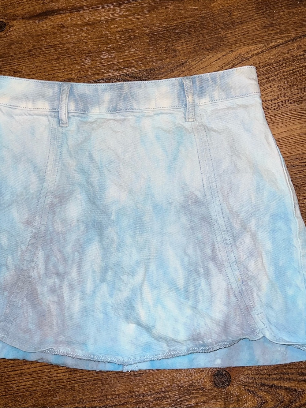 PacSun Blue Retro Y2K Tie Dye Gray & White Soft Grunge Denim Mini Skirt Size 25 - Picture 3 of 5